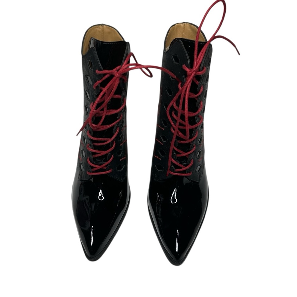 NEW John Fluevog Deliverance Brit Regal Lace-Up Ankle Booties w/ Rococo Heel 7.5 - Picture 5 of 15